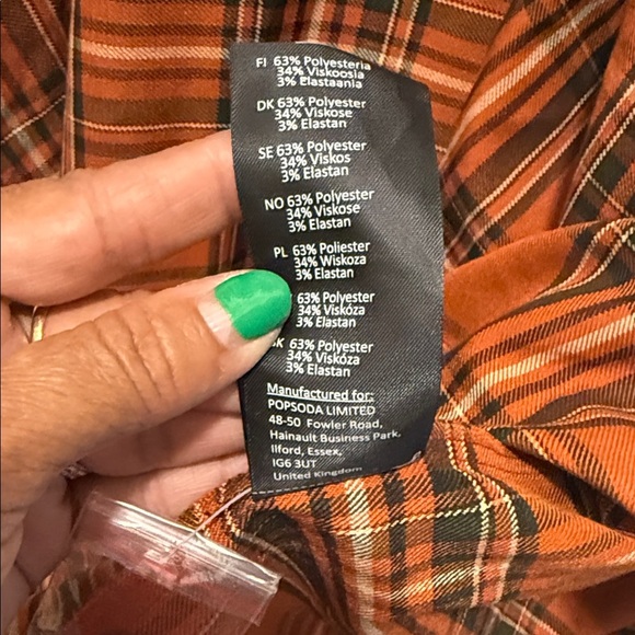 New Hell Bunny Rust Plaid Vintage Dress - Picture 8 of 9